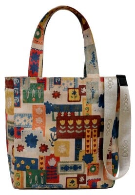 Dogo - Kadın Vegan Çok Renkli Large Tote Bag - Anatolian Patterns Tasarım