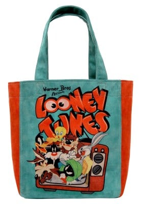 Kadın Vegan Çok Renkli Large Tote Bag - Warner Bros The Toon Parade Tasarım - Thumbnail (1)