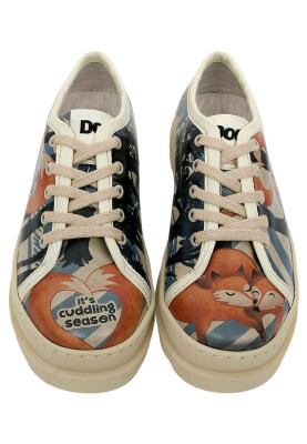 Kadın Vegan Deri Bej Sneakers - Cuddling Season Tasarım - Thumbnail (1)