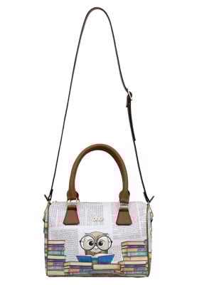 Kadın Vegan Deri Beyaz El Çantası - The Wise Owl Tasarım - Thumbnail (1)