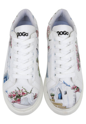 Kadın Vegan Deri Beyaz Sneakers - Paperflower Tasarım - Thumbnail (1)