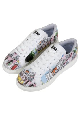Dogo - Kadın Vegan Deri Beyaz Sneakers - Lisboa Tasarım