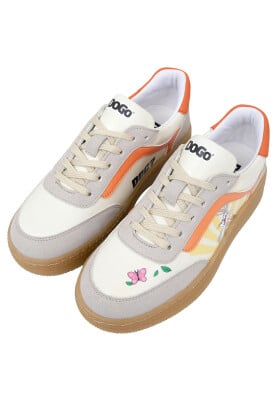 Kadın Vegan Deri Beyaz Sneakers - Warner Bros Looney Tunes Bugs Bunny Hop into Nature Tasarım - Thumbnail (1)