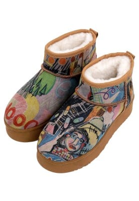 Dogo - Kadın Vegan Deri Çok Renkli İçi Peluş Bilekte Bot - Live and Save Tasarım