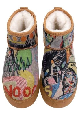 Kadın Vegan Deri Çok Renkli İçi Peluş Bilekte Bot - Live and Save Tasarım - Thumbnail (1)