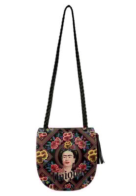 Dogo - Kadın Vegan Deri Çok Renkli Omuz Çantası - Beauty In The Broken Frida Kahlo Tasarım