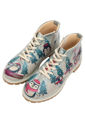 Kadın Vegan Deri Çok Renkli Fermuarlı Kısa Bot - Winter is Here Tasarım - Thumbnail (1)