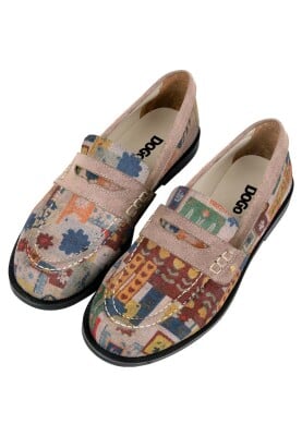 Kadın Vegan Deri Krem Loafer - Anatolian Patterns Tasarım - Thumbnail (1)