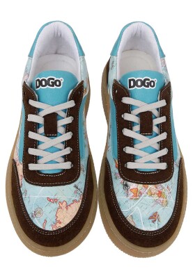 Kadın Vegan Deri Mavi Sneakers - Explore Tasarım - Thumbnail (1)