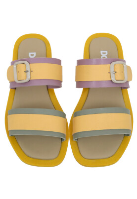 Kadın Vegan Deri Sarı Terlik - Yellow Sunny Tasarım - Thumbnail (1)