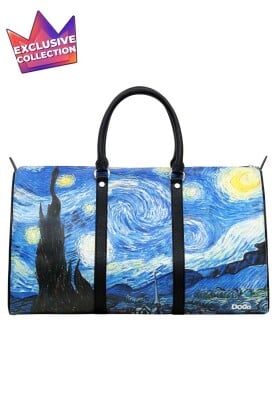 Dogo - Kadın Vegan Deri Çok Renkli Seyahat Çantası - Vincent van Gogh Starry Night Tasarım