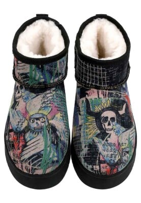 Kadın Vegan Deri Siyah İçi Peluş Bilekte Bot - I Need Art Tasarım - Thumbnail (1)