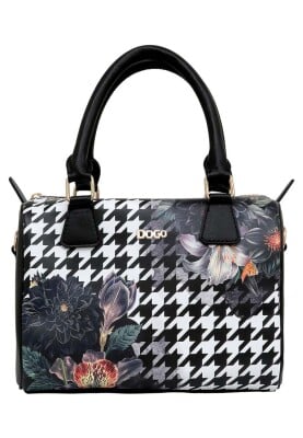 Dogo - Kadın Vegan Deri Siyah El Çantası - Black Majestic Garden Tasarım