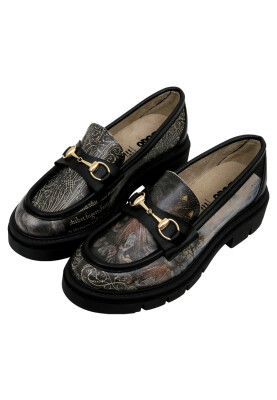 Dogo - Kadın Vegan Deri Siyah Loafer - The Model Book Of Calligraphy Tasarım