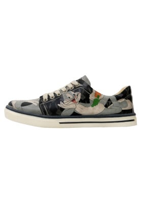 Kadın Vegan Deri Siyah Sneakers - Warner Bros Bugs Bunny Playful Bugs Tasarım - Thumbnail (1)