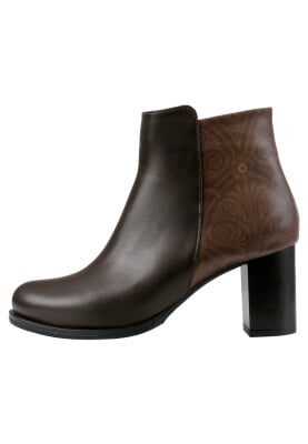 Dogo - Kadın Vegan Deri Kahverengi Topuklu Bootie - Majestic Gold Brown Tasarım