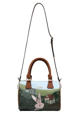 Kadın Vegan Deri Yeşil El Çantası - Going on an Adventure Tasarım - Thumbnail (1)