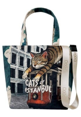 Dogo - Kadın Vegan Turkuaz Large Tote Bag - Tram Nap Tasarım