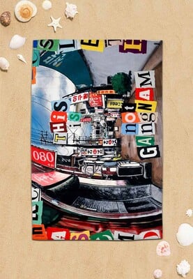 Unisex Çok Renkli Dogo Mare Deniz Havlusu - NotGangnam Tasarım - Thumbnail (1)