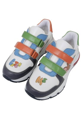Unisex Kids Vegan Leather Velcro Multicolor Sneakers - Warner Bros Looney Tunes Catch Me Tom&Jerry Design - Thumbnail (1)