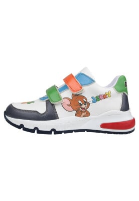 Dogo - Unisex Kids Vegan Leather Velcro Multicolor Sneakers - Warner Bros Looney Tunes Catch Me Tom&Jerry Design