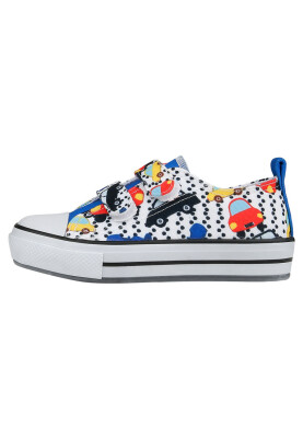 Dogo - Unisex Kids Vegan Velcro White Sneakers - Just Go Somewhere Design