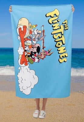 Dogo - Unisex Multicolore Serviette de Plage - Warner Bros Looney Tunes The Flintstones Motif