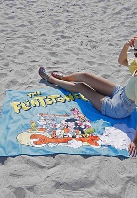 Unisex Multicolore Serviette de Plage - Warner Bros Looney Tunes The Flintstones Motif - Thumbnail (1)