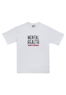 Unisex Vegan Blanc T-Shirt - Mental Health Matters Motif - Thumbnail (1)