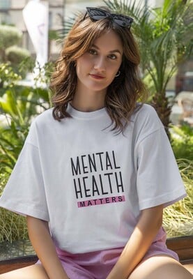 Dogo - Unisex Vegan Blanc T-Shirt - Mental Health Matters Motif