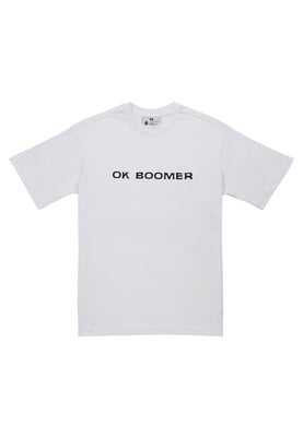 Dogo - Unisex Vegan Blanc T-Shirt - Ok Boomer Motif