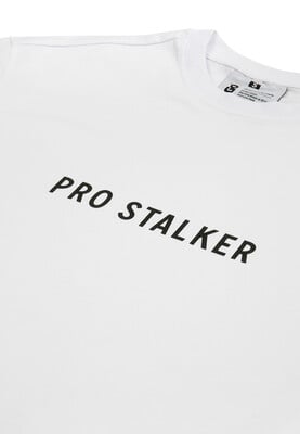 Unisex Vegan Blanc T-Shirt - Pro Stalker Motif - Thumbnail (1)