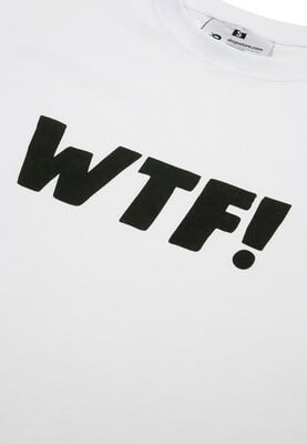 Unisex Vegan Blanc T-Shirt - WTF Motif - Thumbnail (1)