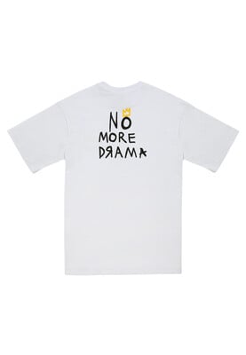 Unisex Vegan Blanc T-Shirt - No More Drama Motif - Thumbnail (1)