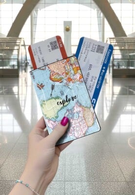 Dogo - Unisex Vegan Blue Passport Cover - Explore Design