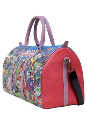 Unisex Vegan Deri Mavi Seyahat Çantası - Warner Bros Dc Villains Tasarım - Thumbnail (1)