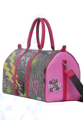 Unisex Vegan Deri Çok Renkli Seyahat Çantası - Night Is Young Tasarım - Thumbnail (1)