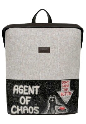 Dogo - Unisex Vegan Grey Backpack - Agent of Chaos Design