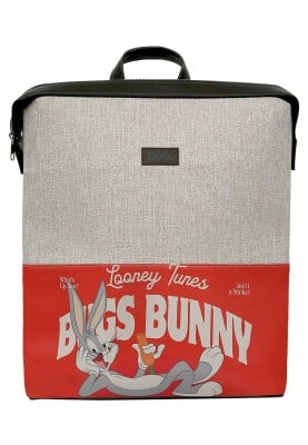 Dogo - Unisex Vegan Grey Backpack - Warner Bros Bugs Bunny Red Hot Bunny Design