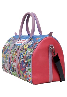 Unisex Vegan Leather Blue Duffle Bag - Warner Bros Dc Villains Design - Thumbnail (1)