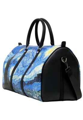 Unisex Vegan Leather Multicolor Duffle Bag - Vincent van Gogh Starry Night Design - Thumbnail (1)