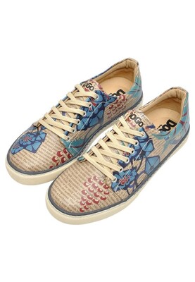 Women Vegan Leather Beige Sneakers - Istanbul Oriental Design | DOGO Store