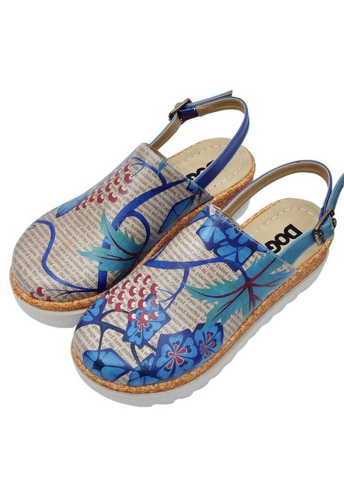 Women Vegan Leather Blue Wedge Sandals - Istanbul Oriental Design | DOGO  Store