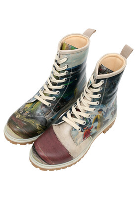 brushstrokes and blossoms leather clogs