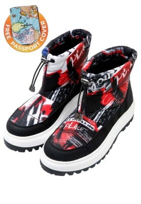 Women Vegan Black Long Boots - What Do U Want Design - Thumbnail (1)