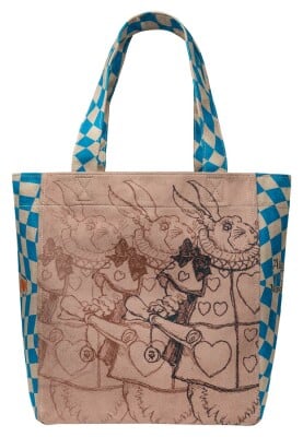 Women Vegan Brown Large Tote Bag - Alice in Nowhere Design - Thumbnail (1)