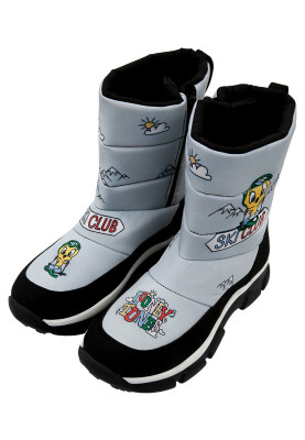 Dogo - Women Vegan Grey Boots - Warner Bros Looney Tunes Ski Club Design