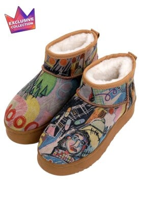 Dogo - Women Vegan Leather Multicolor Plush Lined Ankle Boots - Live and Save Design