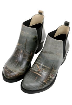 Dogo - Women Vegan Leather Grey Ankle Boots - Nature Design Dogo - Women Vegan Leather Grey Ankle Boots - Nature Design