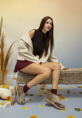 Women Vegan Leather Beige Ankle Boots - I Watch and Judge Design - Thumbnail (1)